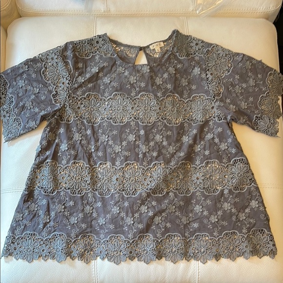 POL Grey Lace Embroidered Blouse - Size L - Picture 1 of 5